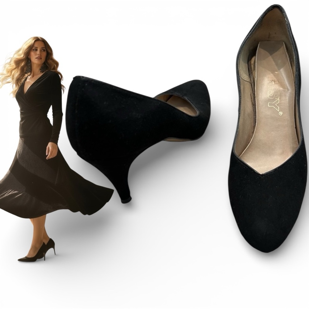 DAISY Heels Pumps Suede Black 6N Vintage​